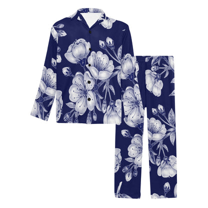 Cherry Blossom Pattern Print Design CB01 Men's Long Pajama Set
