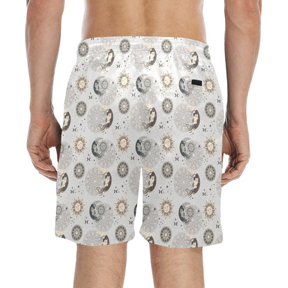 Sun Moon Print Design LKS302 Men's Swim Trunks Beach Shorts