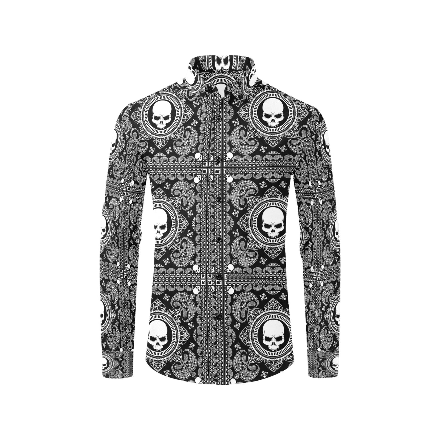 Bandana Skull Print Design LKS303 Men's Long Sleeve Dress Shirt