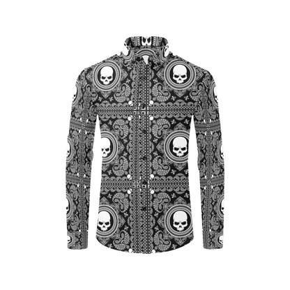 Bandana Skull Print Design LKS303 Men's Long Sleeve Dress Shirt