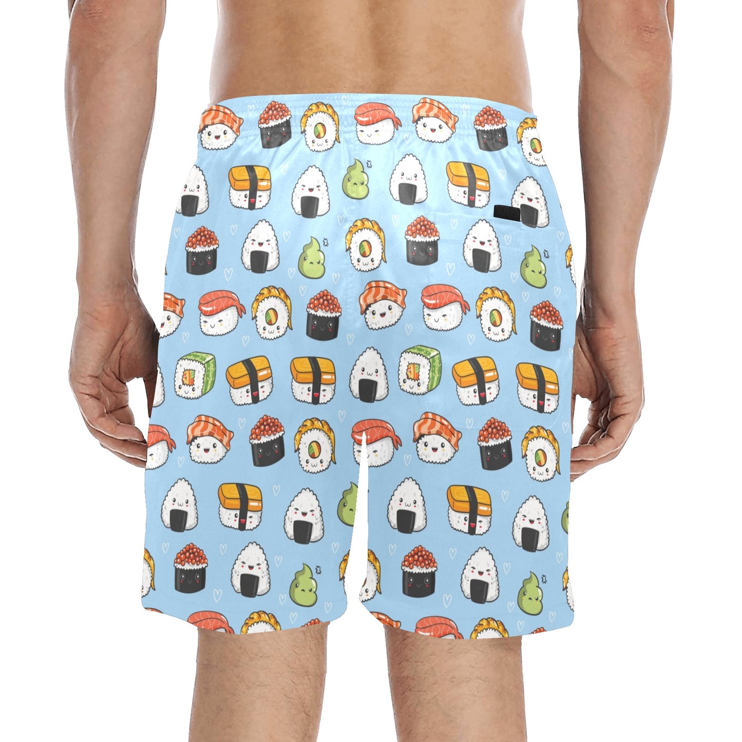 Sushi Print Design LKS303 Men's Swim Trunks Beach Shorts
