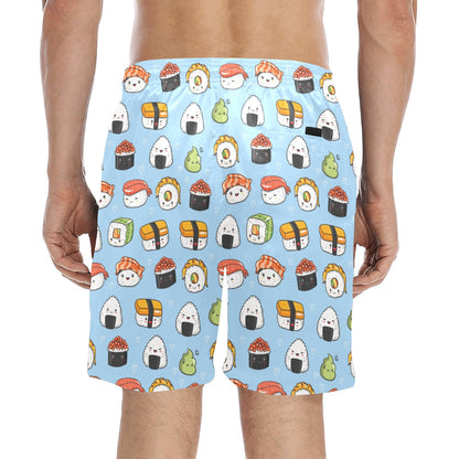 Sushi Print Design LKS303 Men's Swim Trunks Beach Shorts