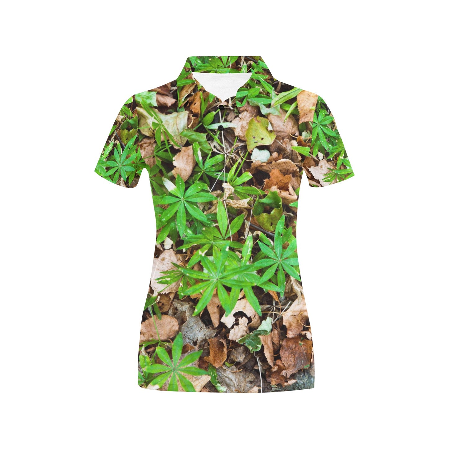 Camouflage Realistic Tree Fresh Print Women's Polo Shirt