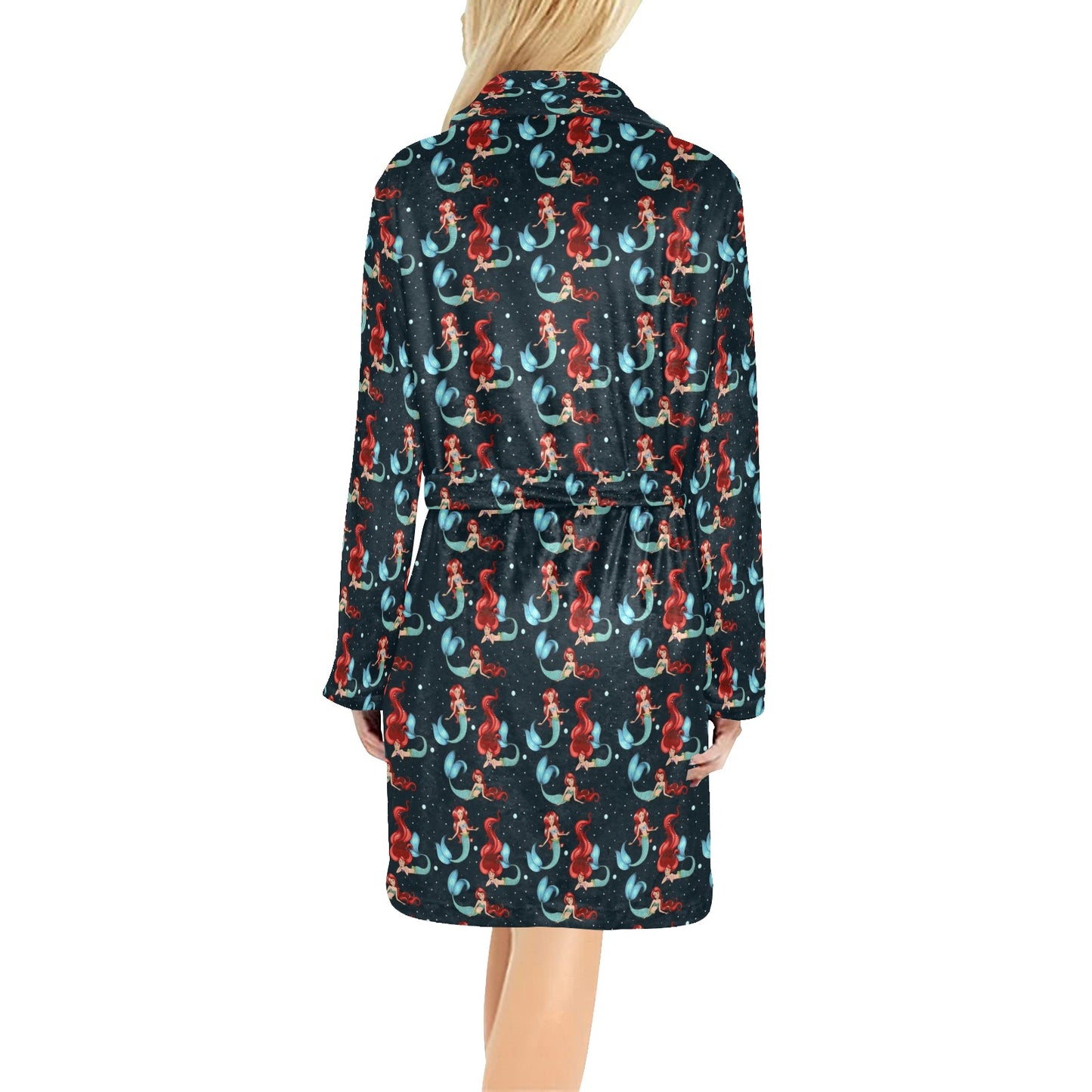 Mermaid Girl Themed Design Print Women's Fleece Robe