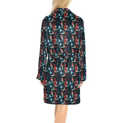 Mermaid Girl Themed Design Print Women's Fleece Robe