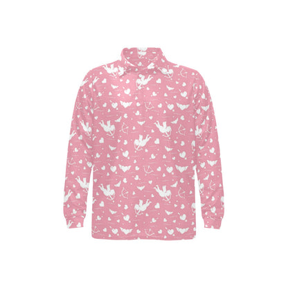 Cupid Pattern Print Design 03 Long Sleeve Polo Shirt For Men's