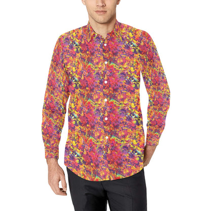Splatter Print Design LKS303 Men's Long Sleeve Dress Shirt