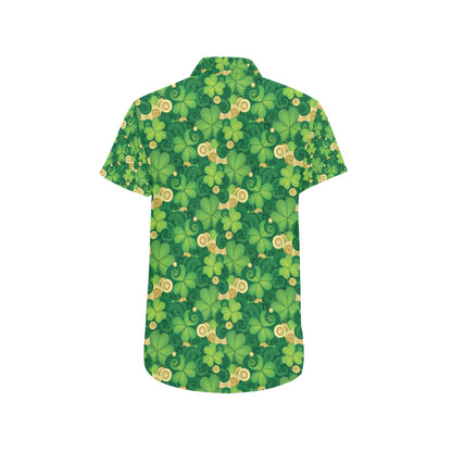 Shamrock Print Design LKS301 Men Short Sleeve Button Up Shirt