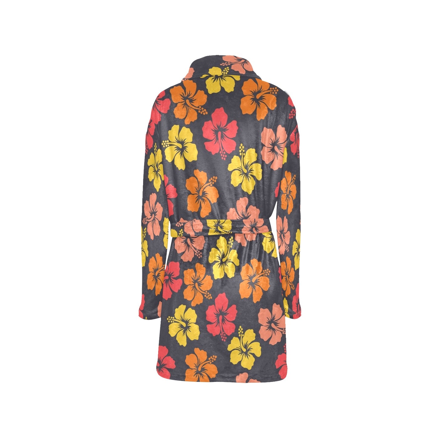 Hibiscus Pattern Print Design HB024 Women's Fleece Robe