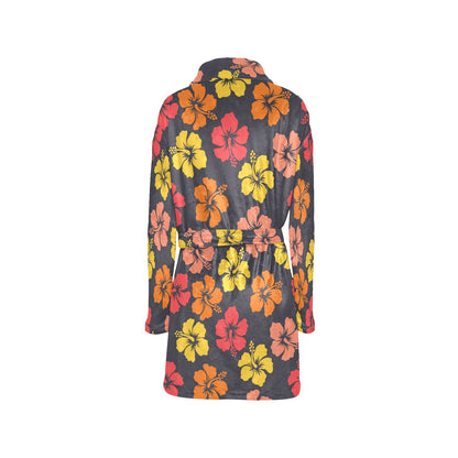 Hibiscus Pattern Print Design HB024 Women's Fleece Robe