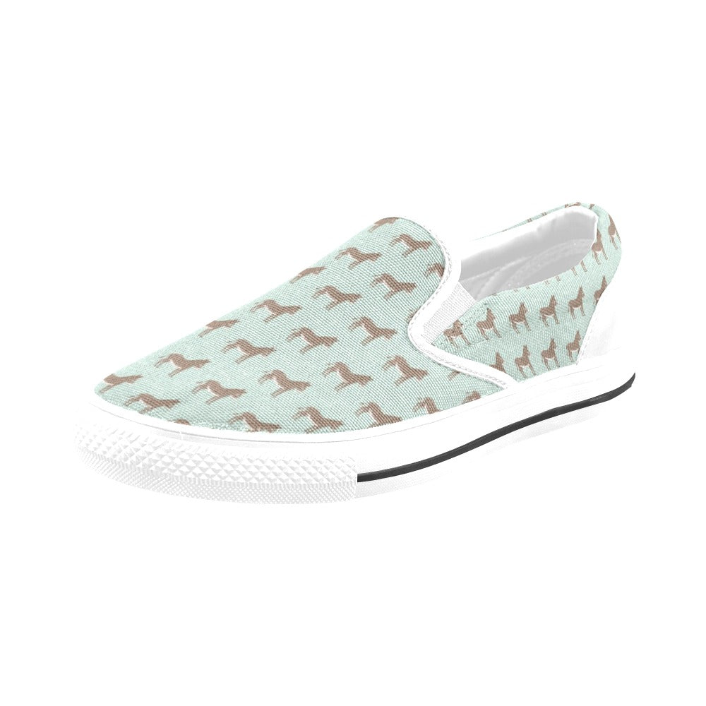 Donkey Print Design LKS402 White Slip Ons Canvas Women's Shoes