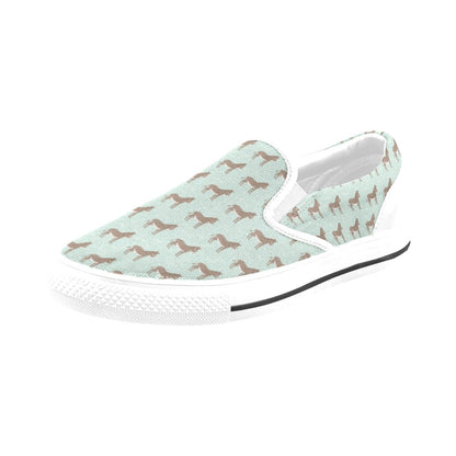 Donkey Print Design LKS402 White Slip Ons Canvas Women's Shoes
