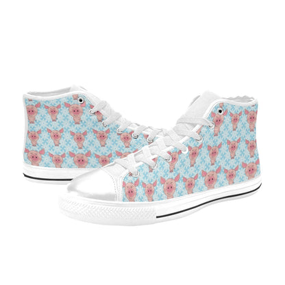 Pig Print Design LKS402 Men's High Top Canvas Shoes