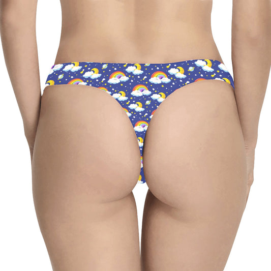 Rainbow Space Design Print Women's Thongs