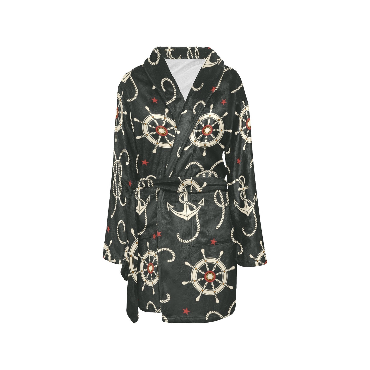 Nautical Anchor Pattern Women's Fleece Robe