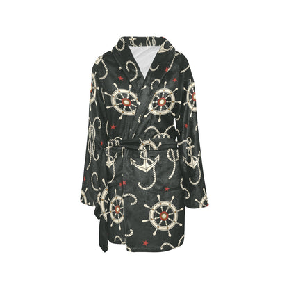Nautical Anchor Pattern Women's Fleece Robe
