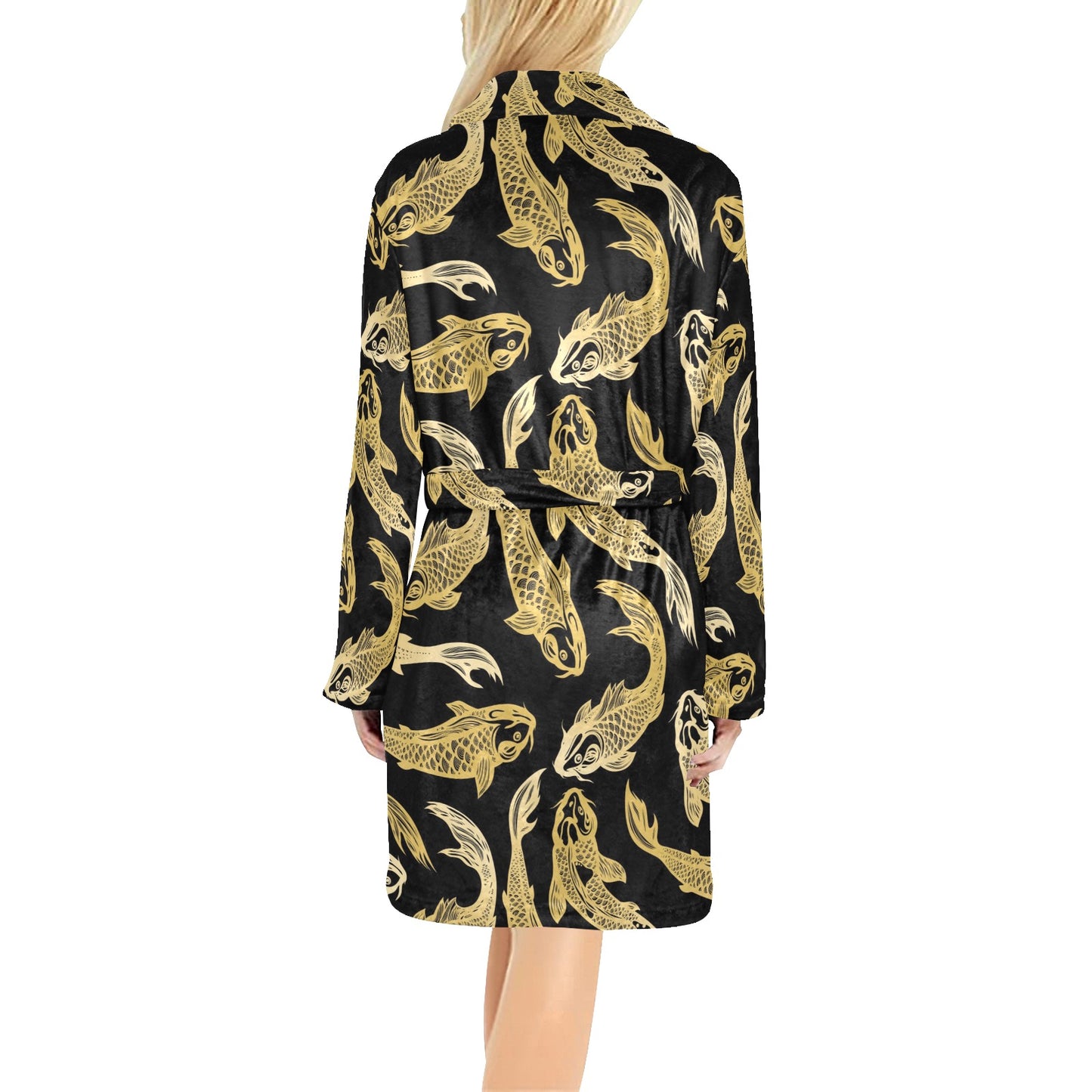 KOI Fish Pattern Print Design 03 Women's Fleece Robe