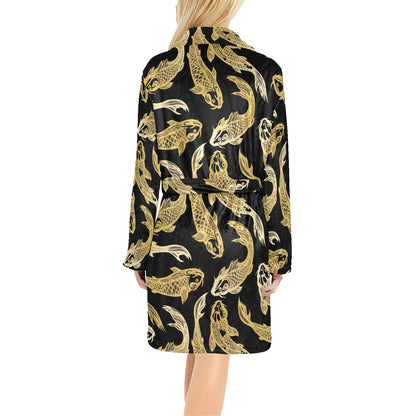 KOI Fish Pattern Print Design 03 Women's Fleece Robe