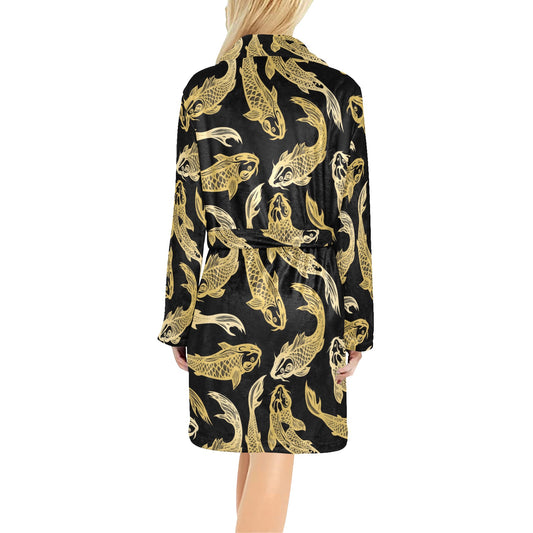 KOI Fish Pattern Print Design 03 Women's Fleece Robe