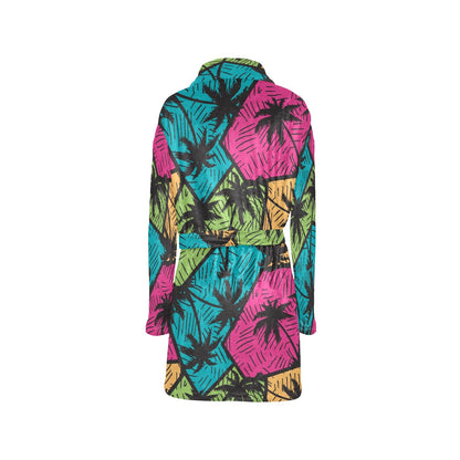 Palm Tree Pattern Print Design PT09 Women's Fleece Robe
