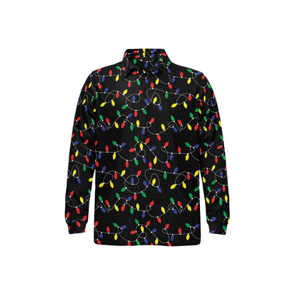 Christmas Light Pattern Print Design 04 Long Sleeve Polo Shirt For Men's