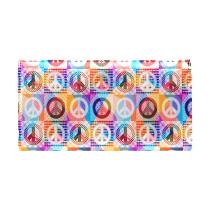 Peace Sign Patchwork Design Print Women's Trifold Wallet