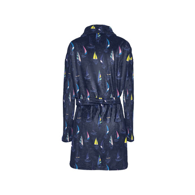 Sailboat Print Design LKS305 Women's Fleece Robe