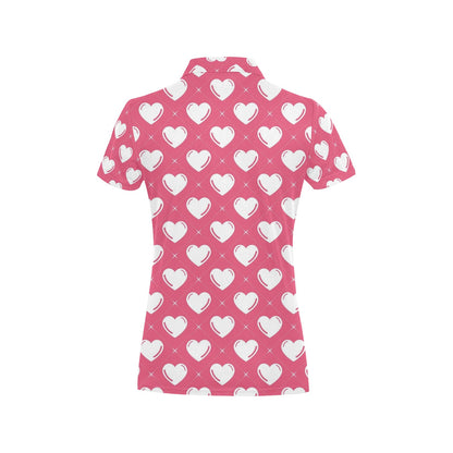 Heart Pattern Print Design HE07 Women's Polo Shirt