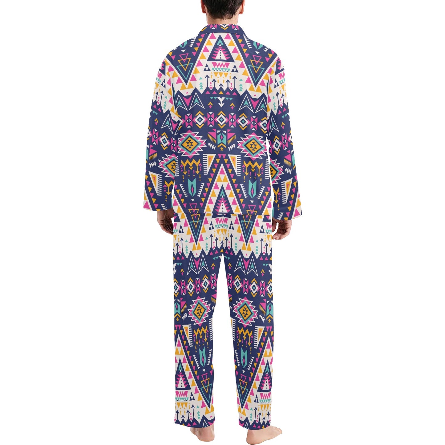 Pink Tribal Aztec native american Men's Long Pajama Set