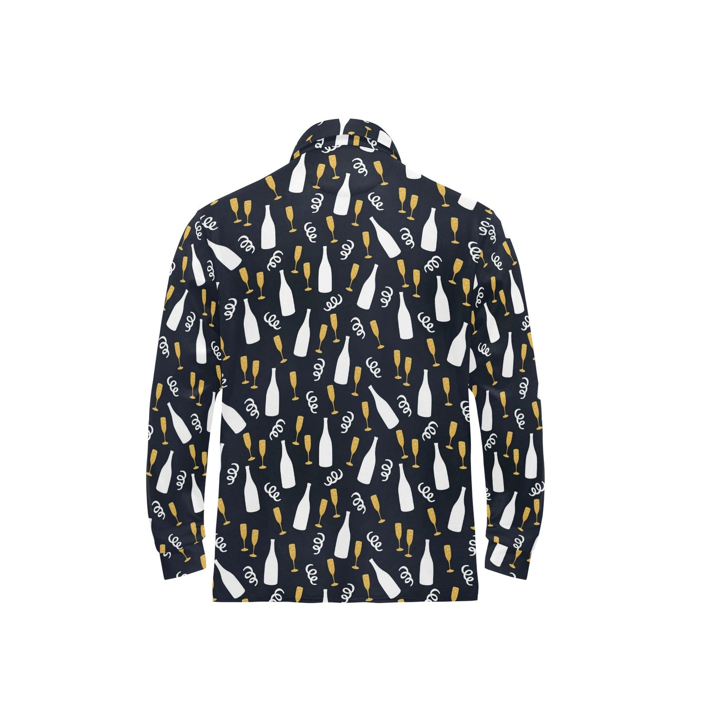 Champagne Pattern Print Design 01 Long Sleeve Polo Shirt For Men's