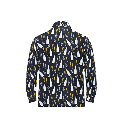 Champagne Pattern Print Design 01 Long Sleeve Polo Shirt For Men's