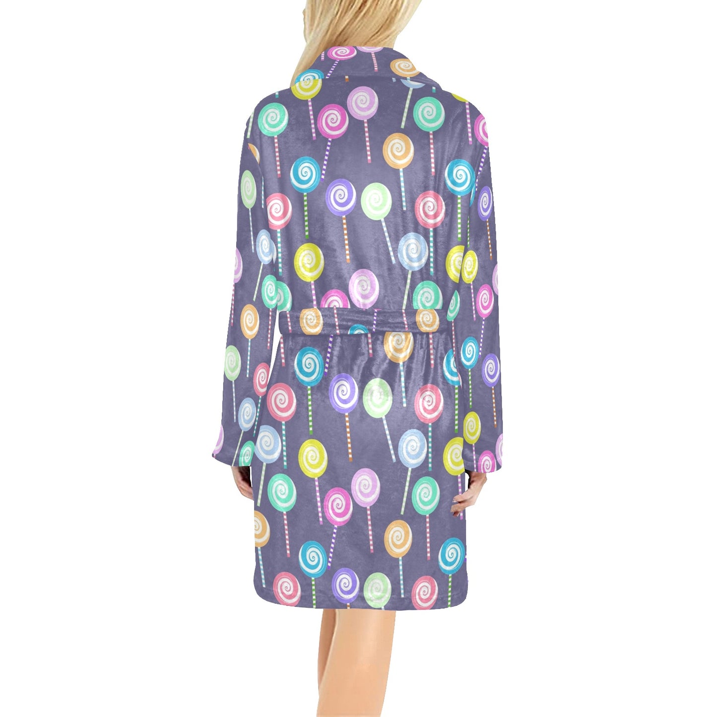 Lollipop Pattern Print Design LL03 Women's Fleece Robe