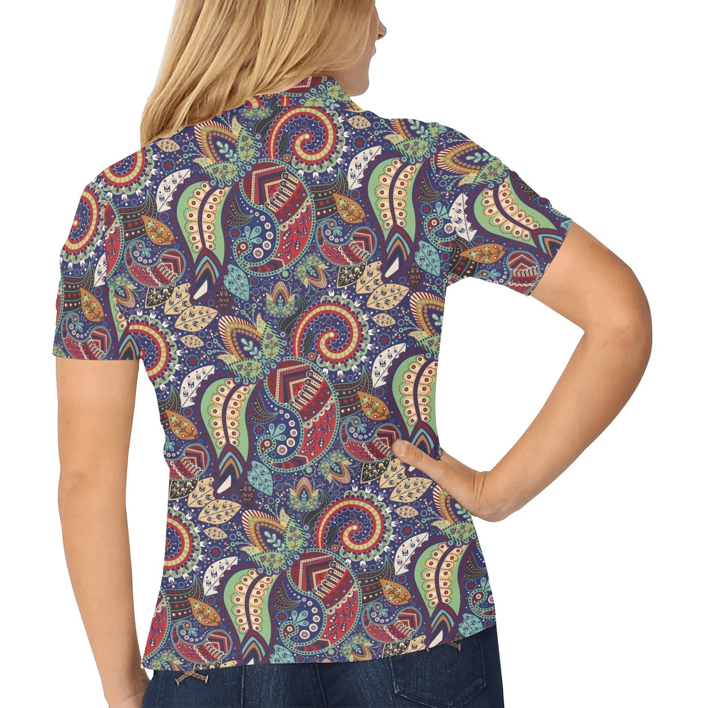 Paisley Boho Pattern Print Design A03 Women's Polo Shirt