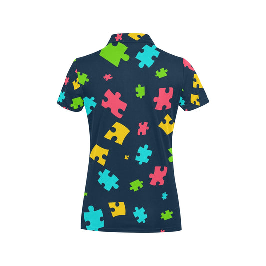 Autism Awareness Colorful Design Print Women's Polo Shirt