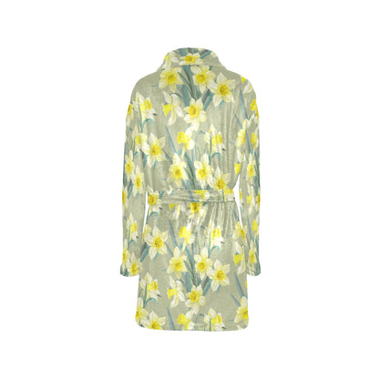 Daffodils Pattern Print Design DF01 Women's Fleece Robe