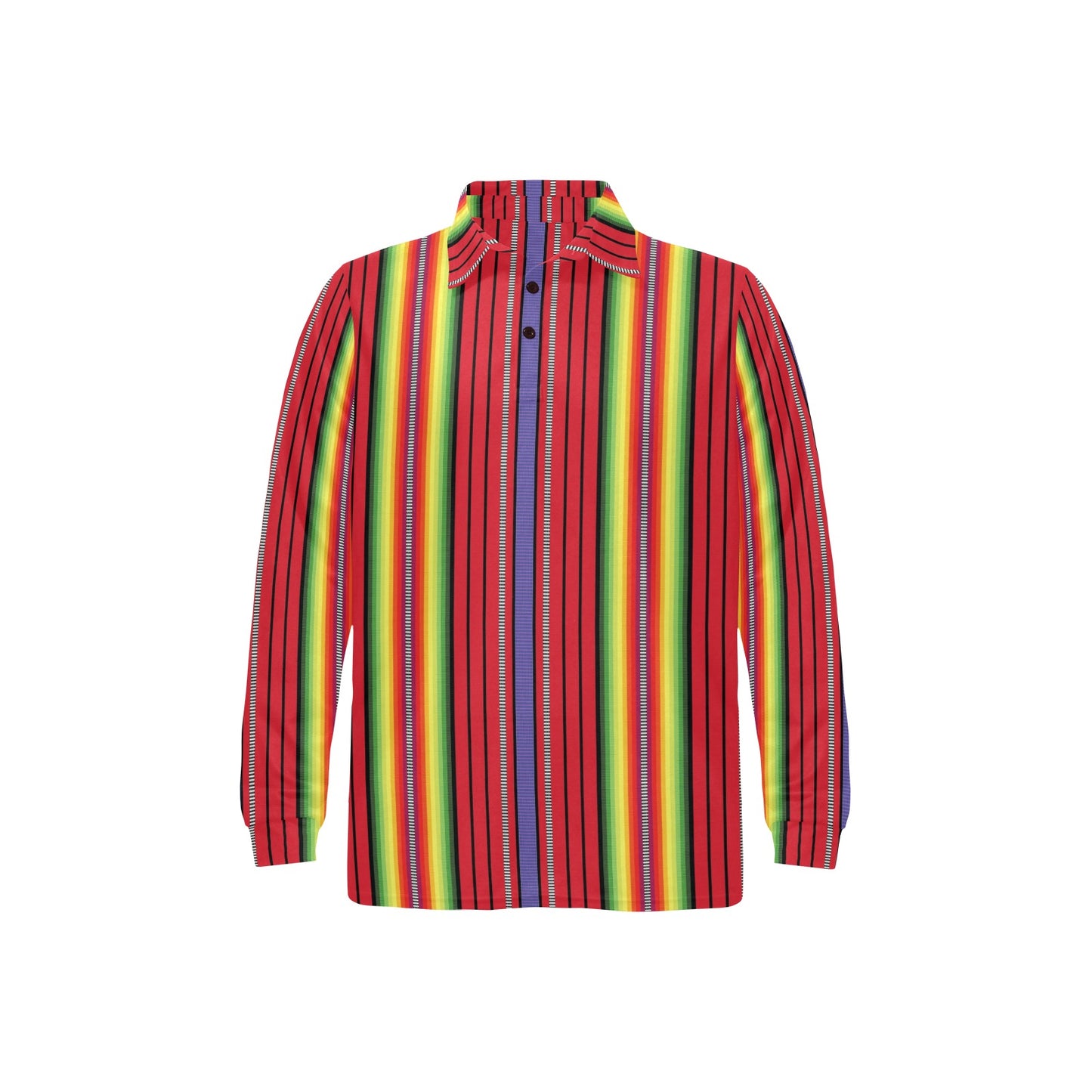Serape Print Design LKS305 Long Sleeve Polo Shirt For Men's