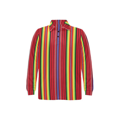 Serape Print Design LKS305 Long Sleeve Polo Shirt For Men's