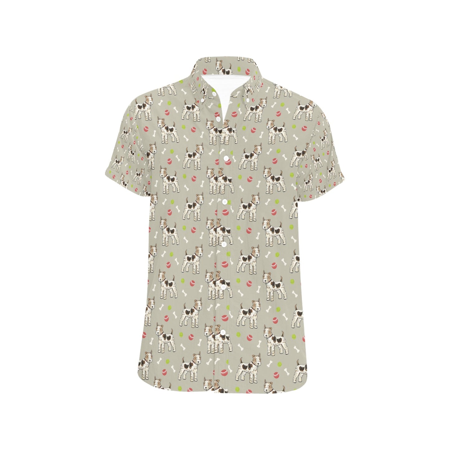 Toy Fox Terriers Print Design LKS301 Men Short Sleeve Button Up Shirt