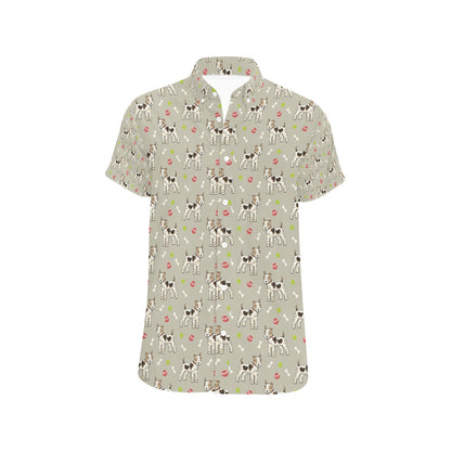 Toy Fox Terriers Print Design LKS301 Men Short Sleeve Button Up Shirt