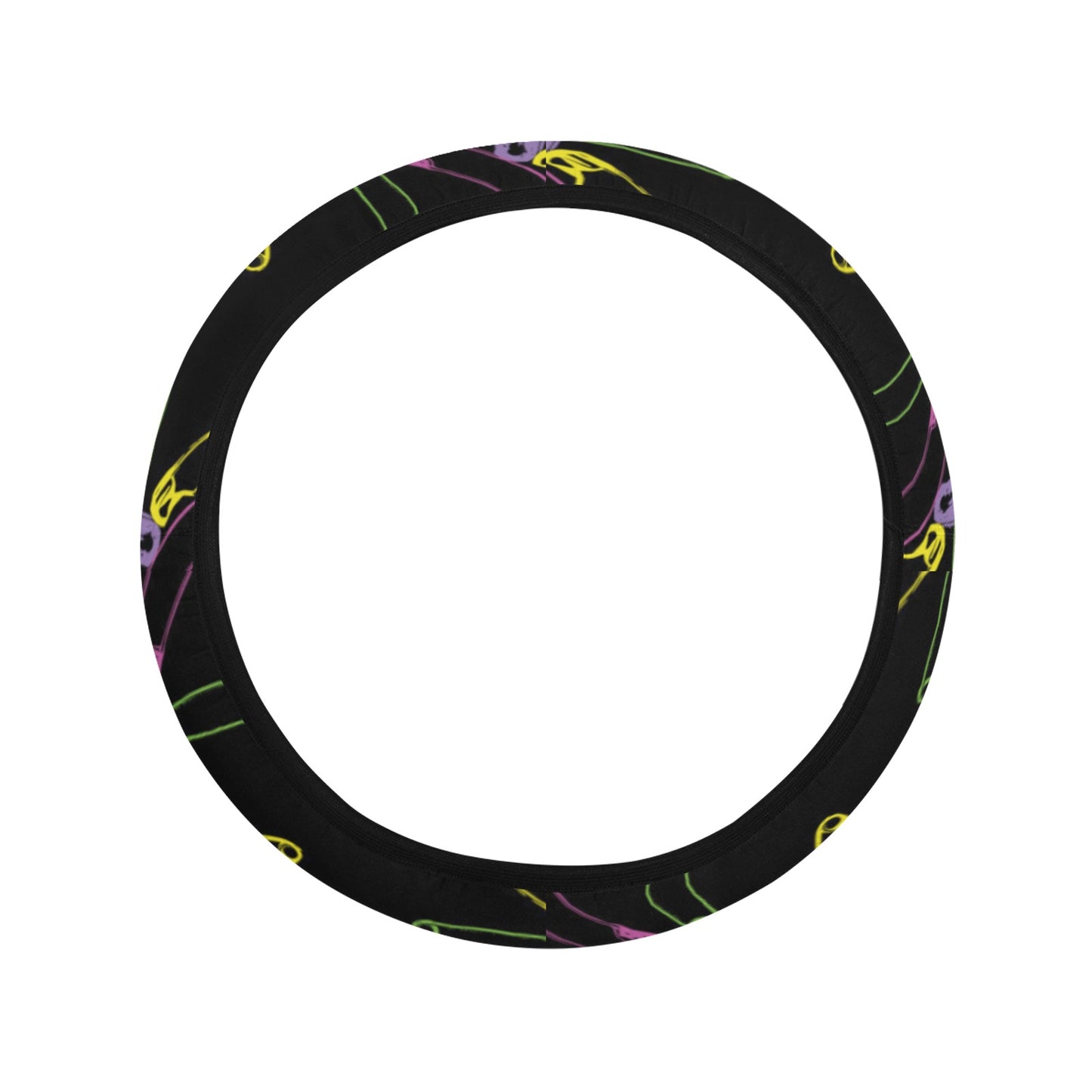 Safety Pin Print Design LKS304 Steering Wheel Cover with Elastic Edge