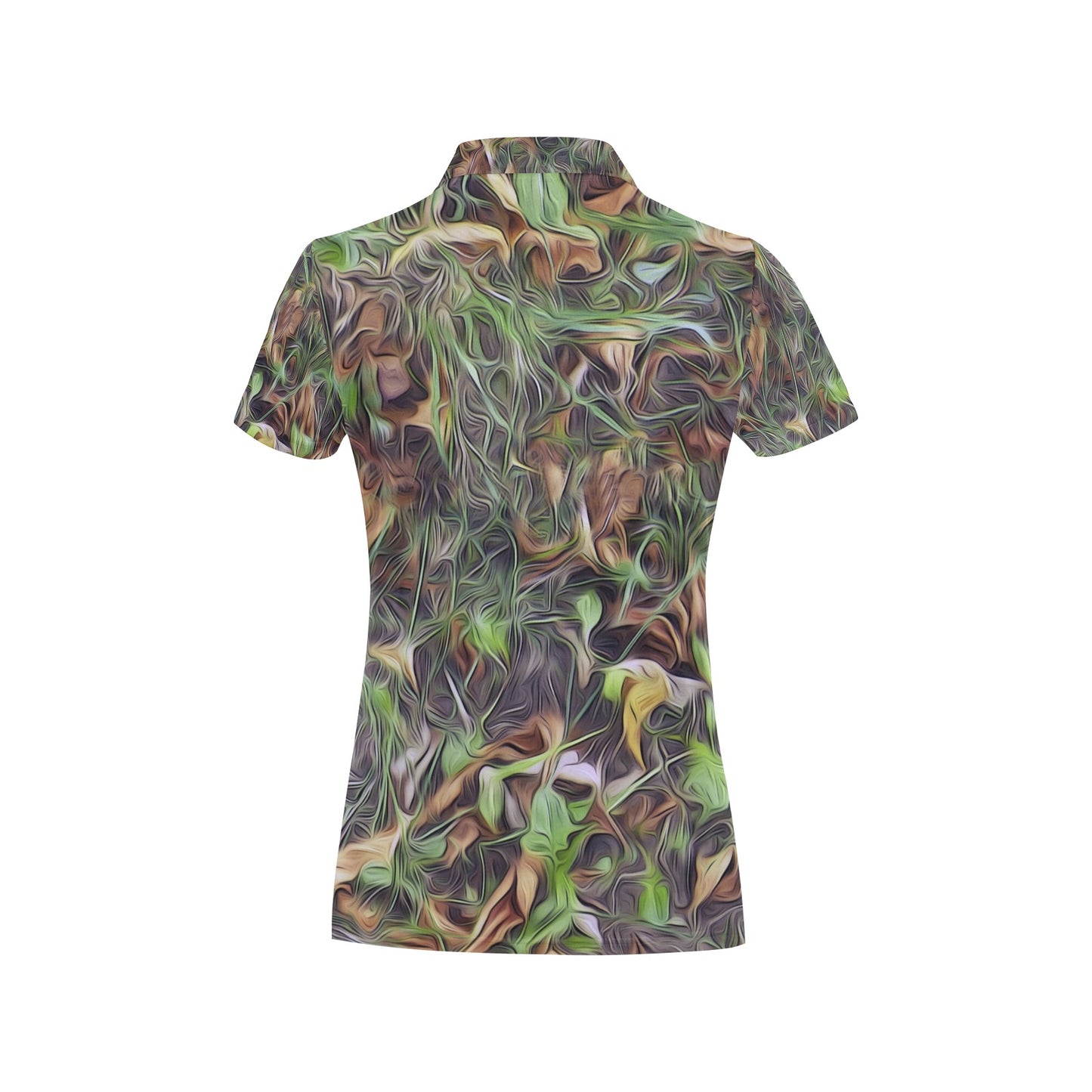 Camouflage Realistic Tree Print Women's Polo Shirt