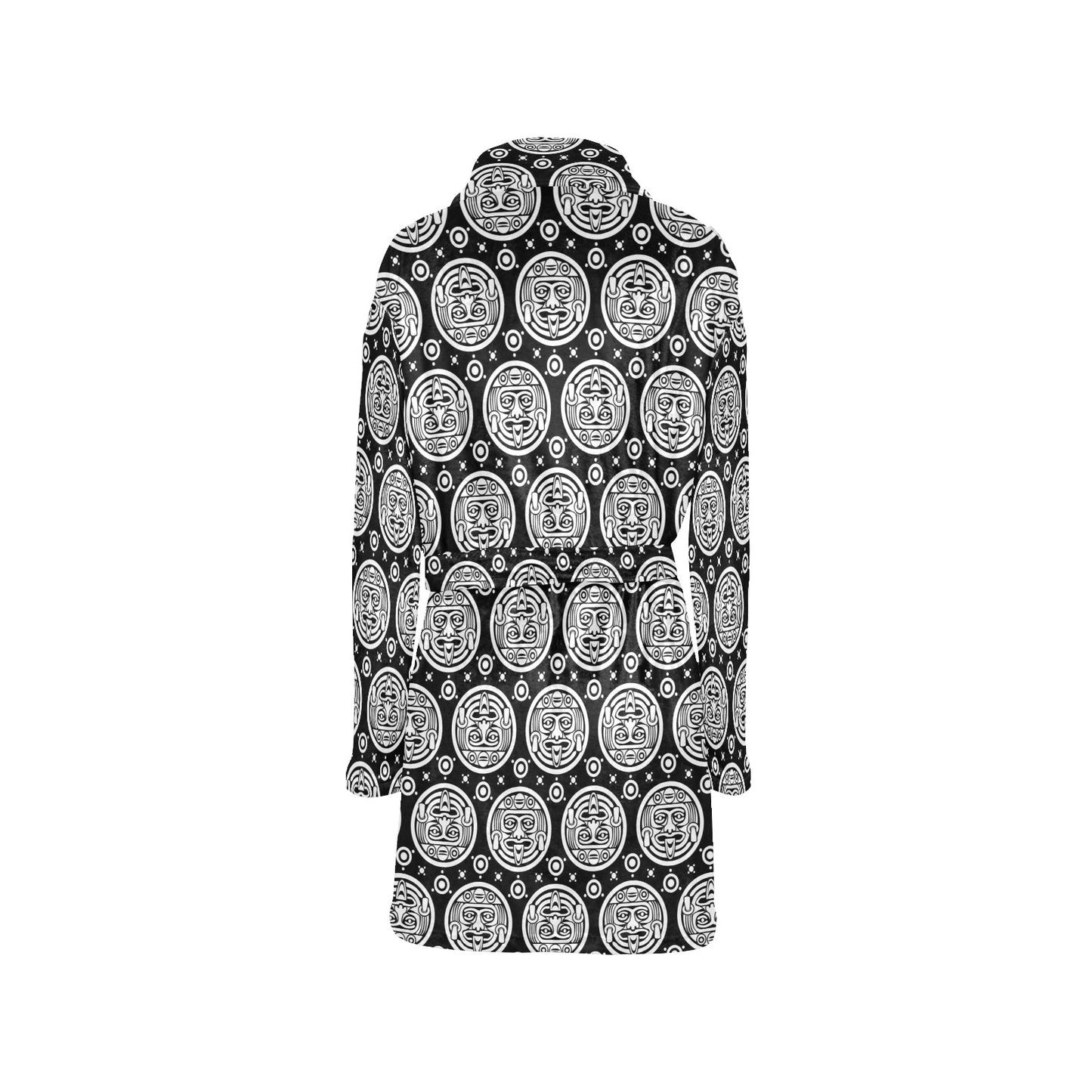 Calendar Aztec White Black Print Pattern Women's Fleece Robe