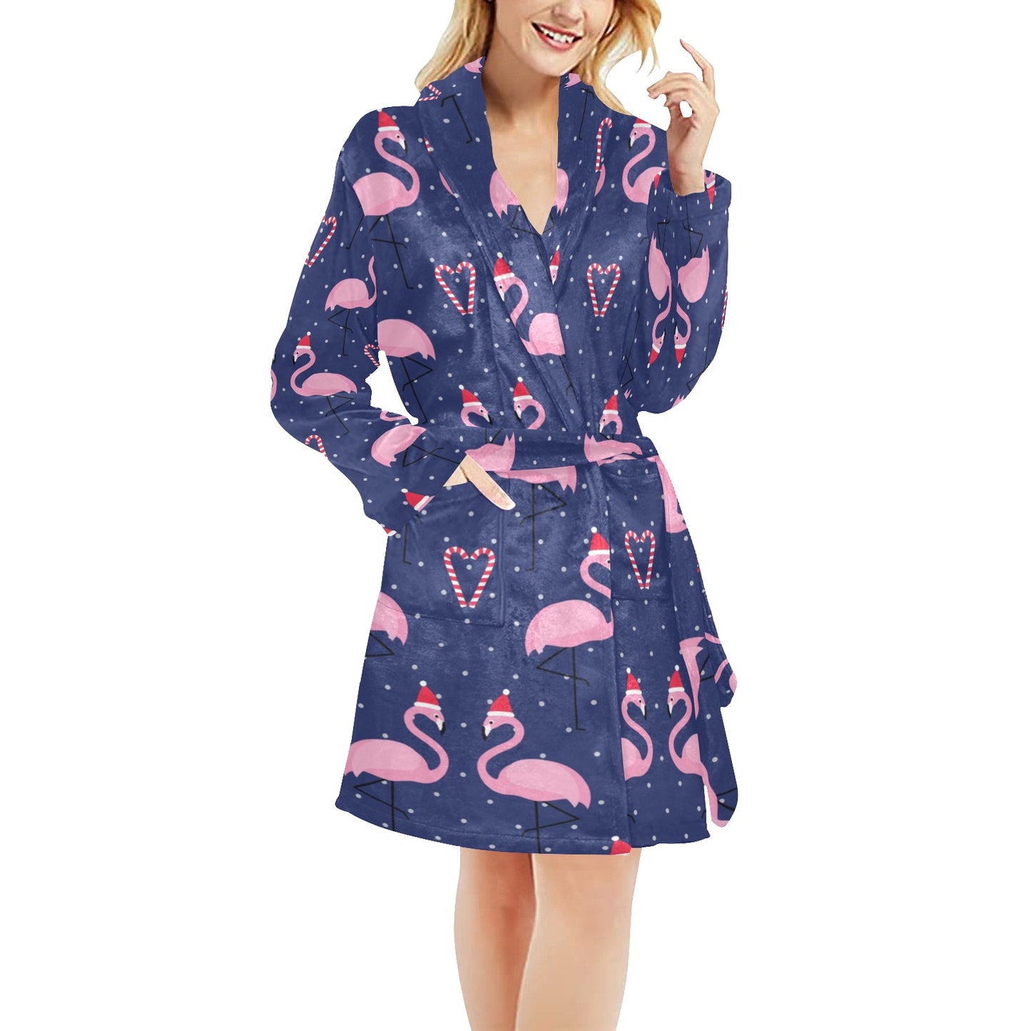 Flamingo Christmas Women's Fleece Robe