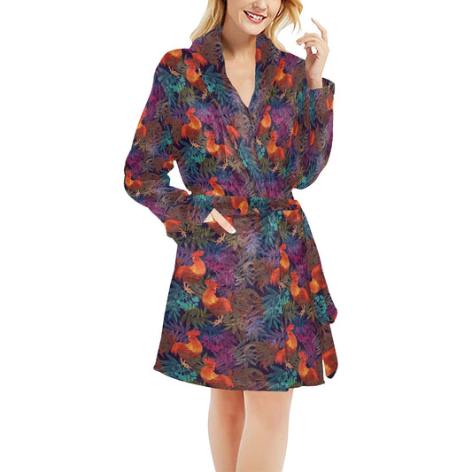 Rooster Print Style Women's Fleece Robe