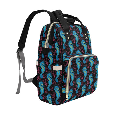 SeaHorse Print Design LKS401 Diaper Bag Backpack