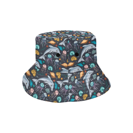 Underwater Dolphin Print Design LKS304 Unisex Bucket Hat