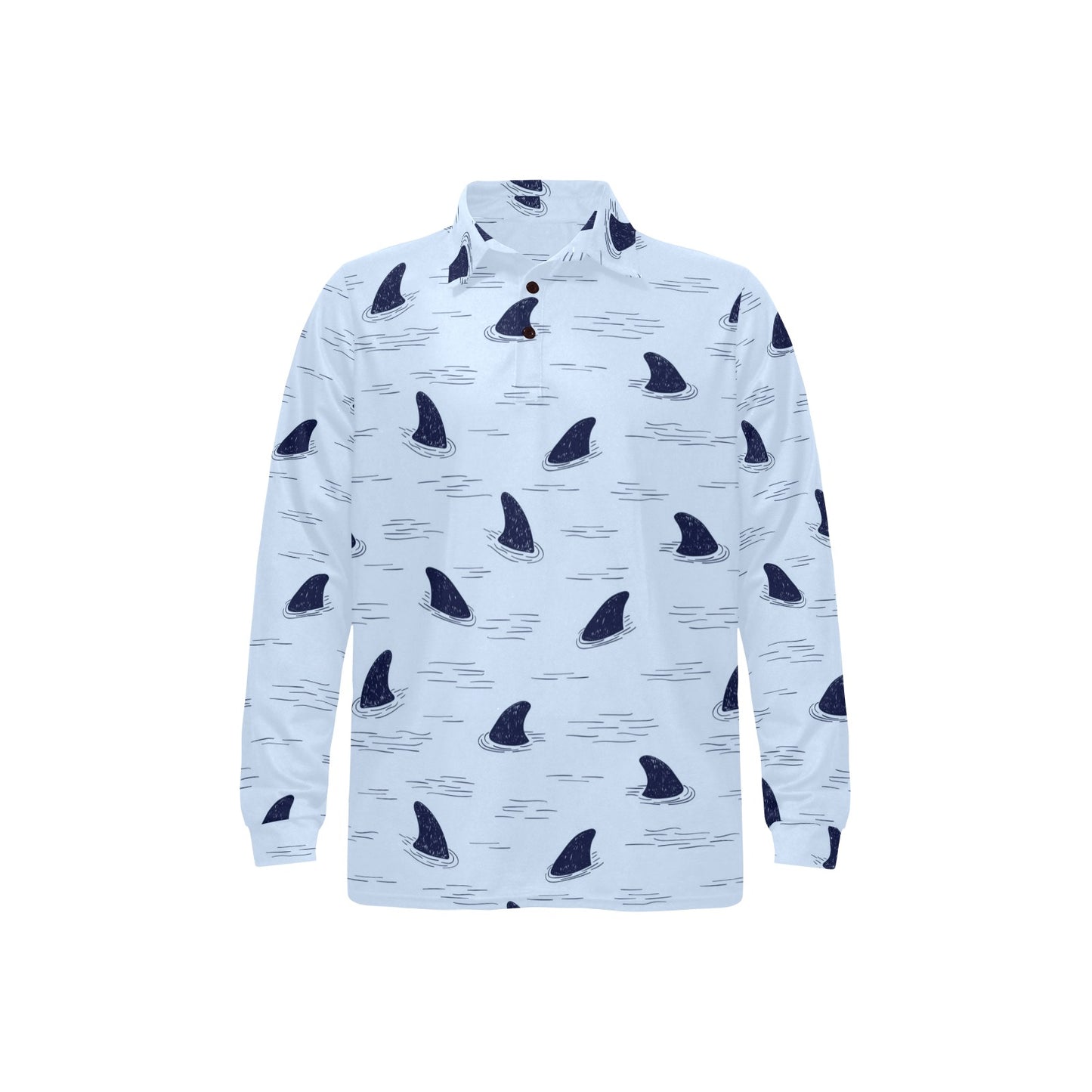 Shark Fin Long Sleeve Polo Shirt For Men's