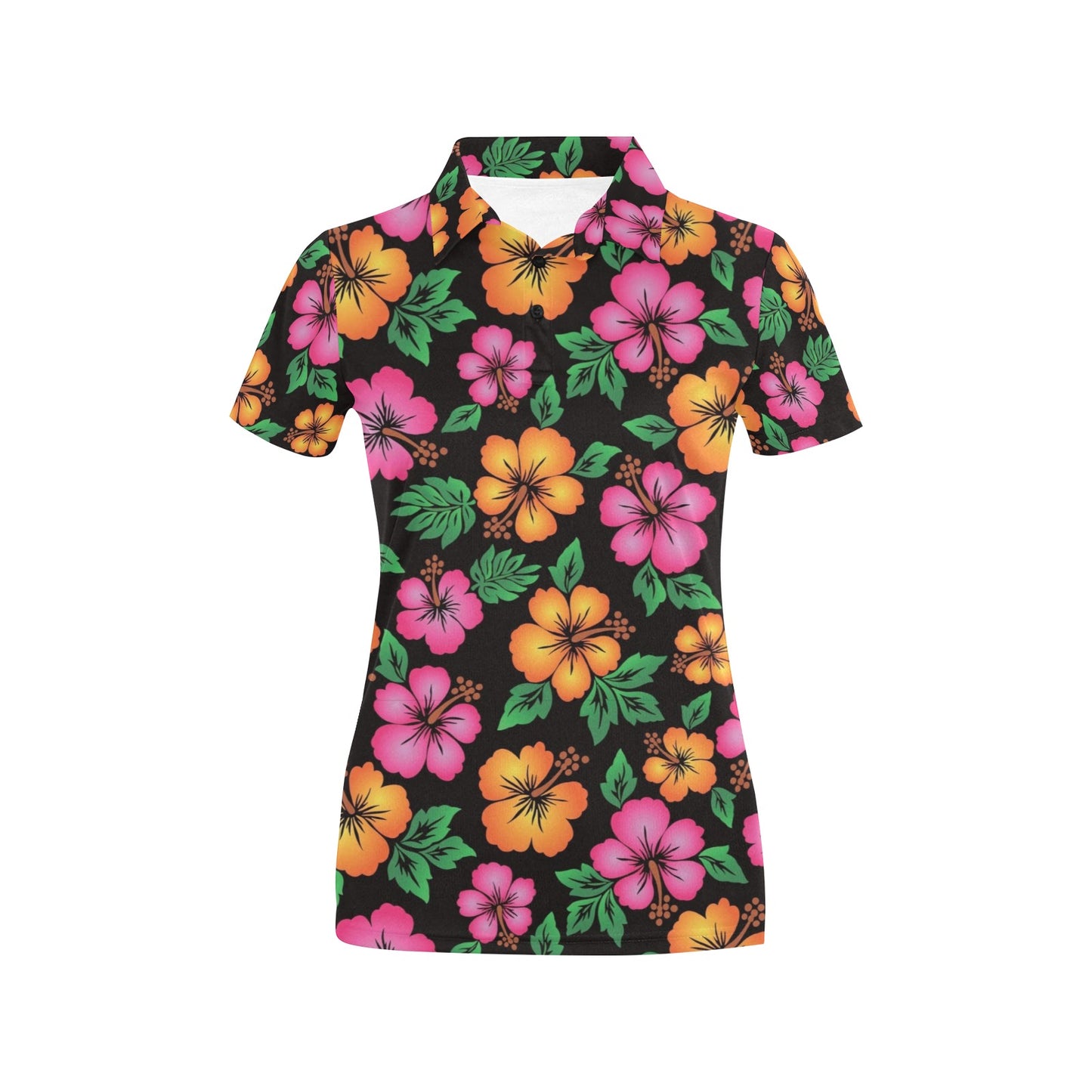 Hibiscus Pattern Print Design HB029 Women's Polo Shirt