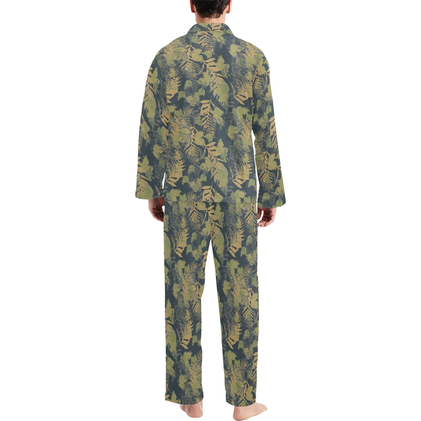 Camouflage Tropical Pattern Print Design 04 Men's Long Pajama Set