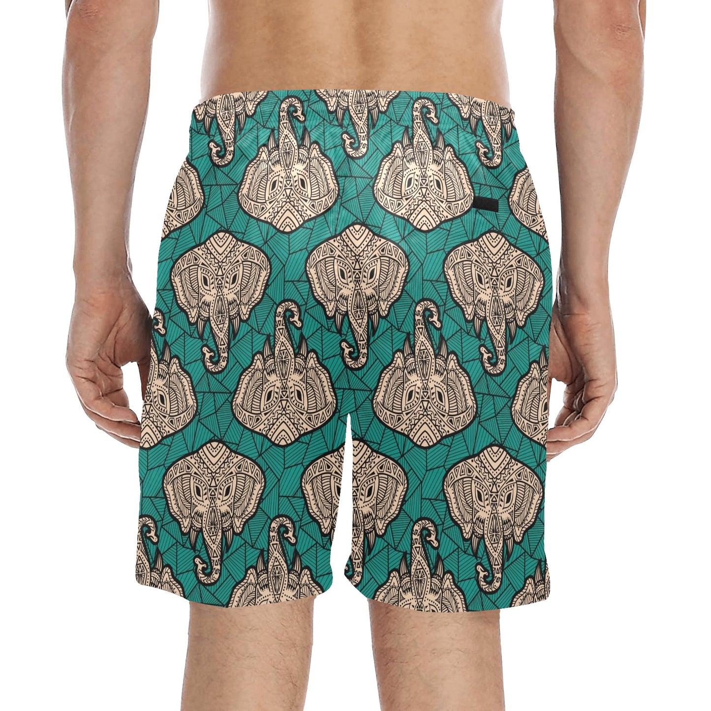 Boho Head Elephant Men's Swim Trunks Beach Shorts